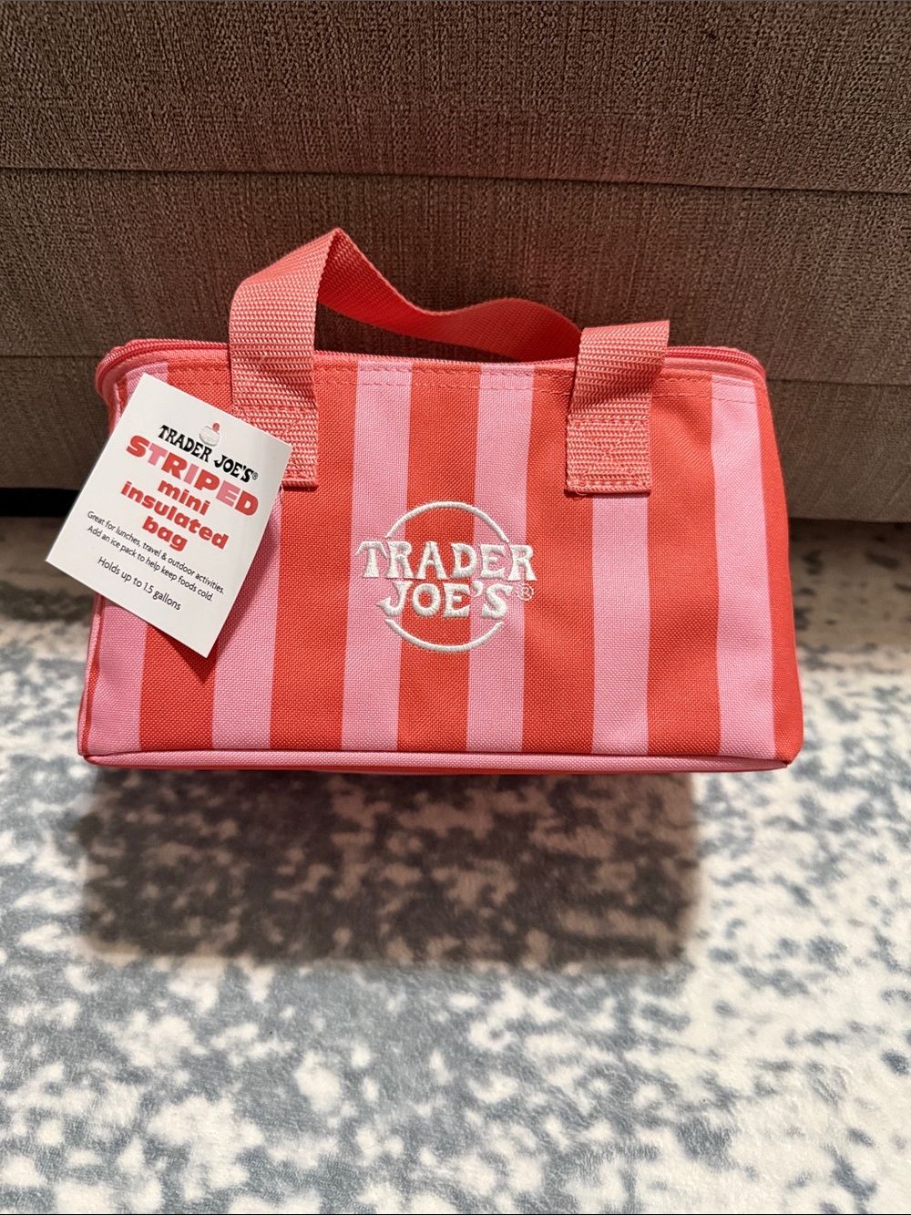 Trader Joe's limited edition Striped Insulated Mini Bag - Pink Stripes